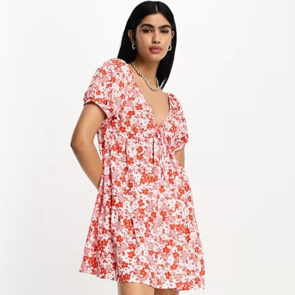 ASOS DESIGN - Red and White Floral Dress - Picture 4 of 11
